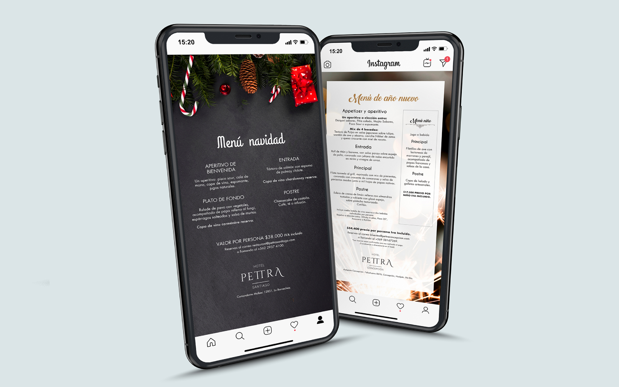 Menú cena Hotel Pettra