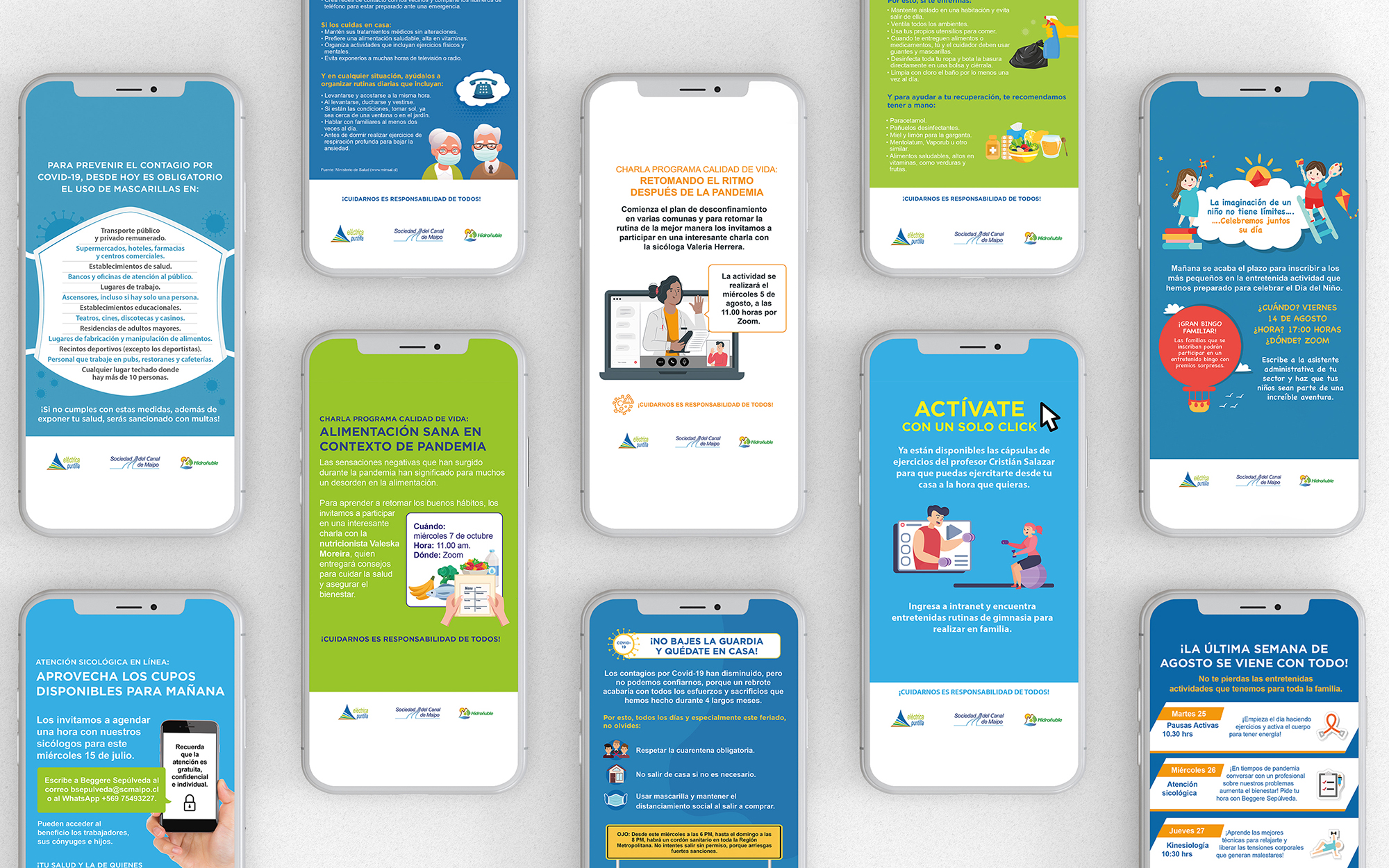 Whatsapp informativo empresa Sociedad del Canal de Maipo y Eléctrica Puntilla